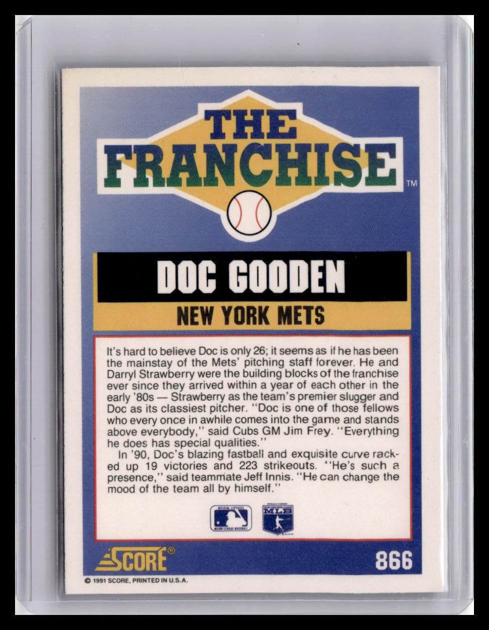 1991 Score Doc Gooden The Franchise #866