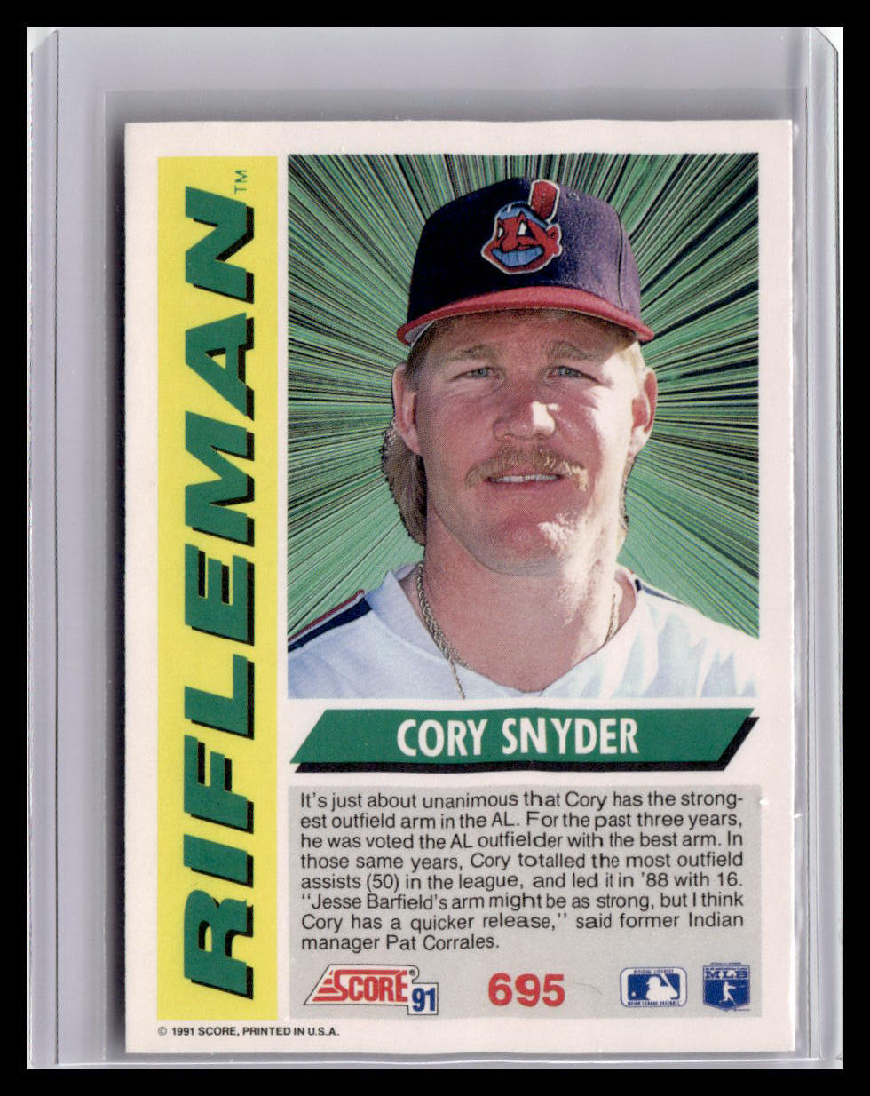1991 Score Cory Snyder Rifleman #695