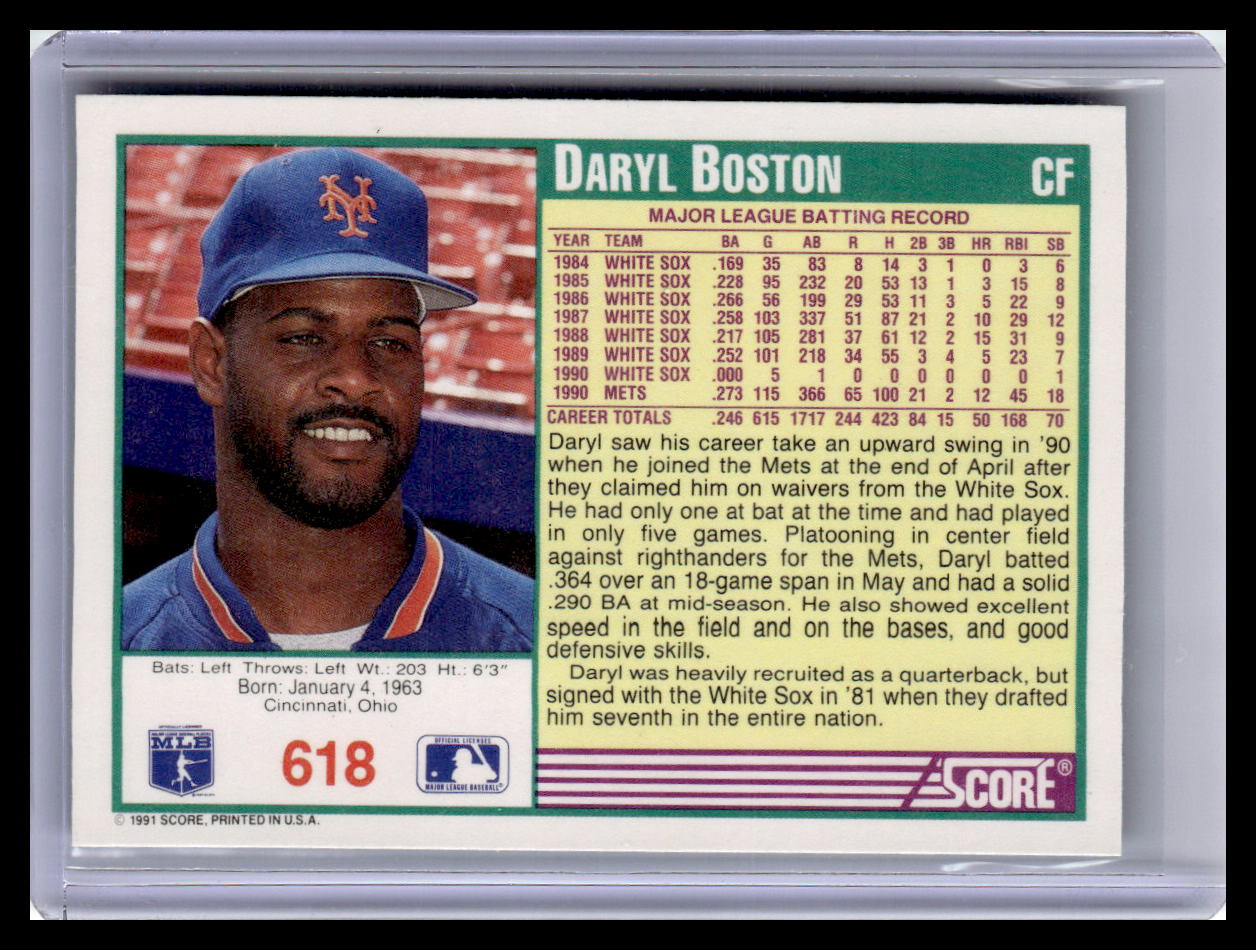 1991 Score Daryl Boston Teal Border #618