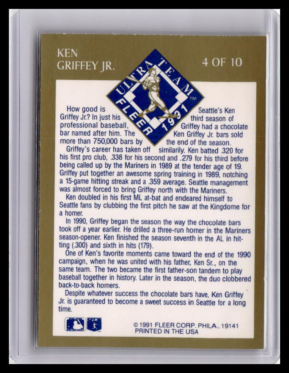 1991 Fleer Ultra - Ken Griffey Jr. Ultra Team # 4 of 10