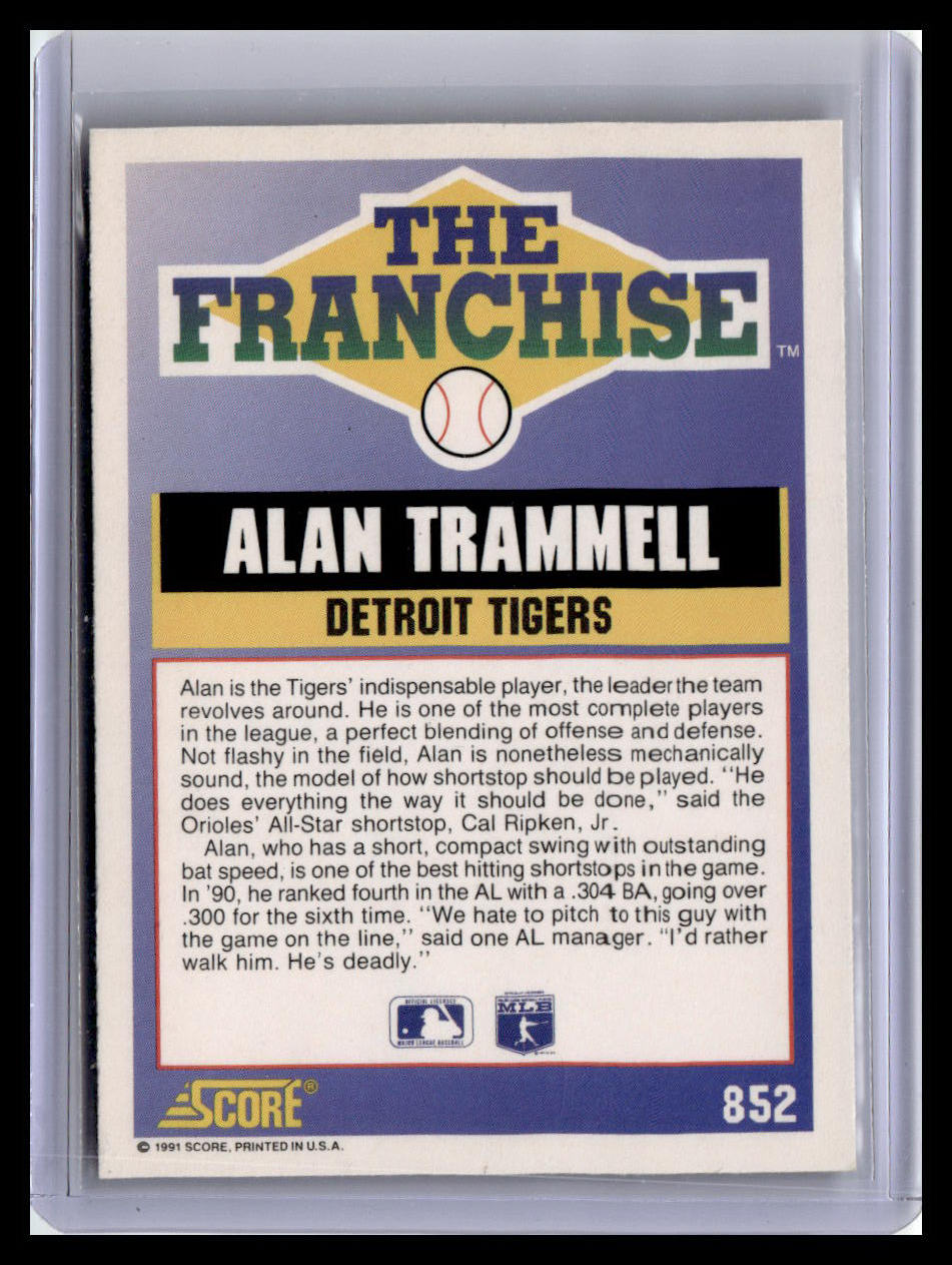 1991 Score Alan Trammell The Franchise #852