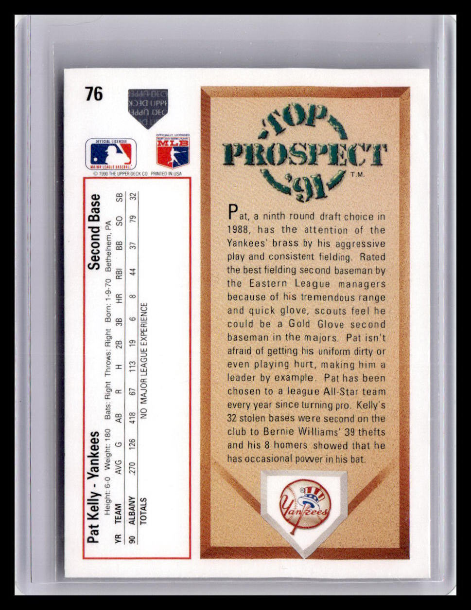 1991 Upper Deck Pat Kelly Top Prospect #76
