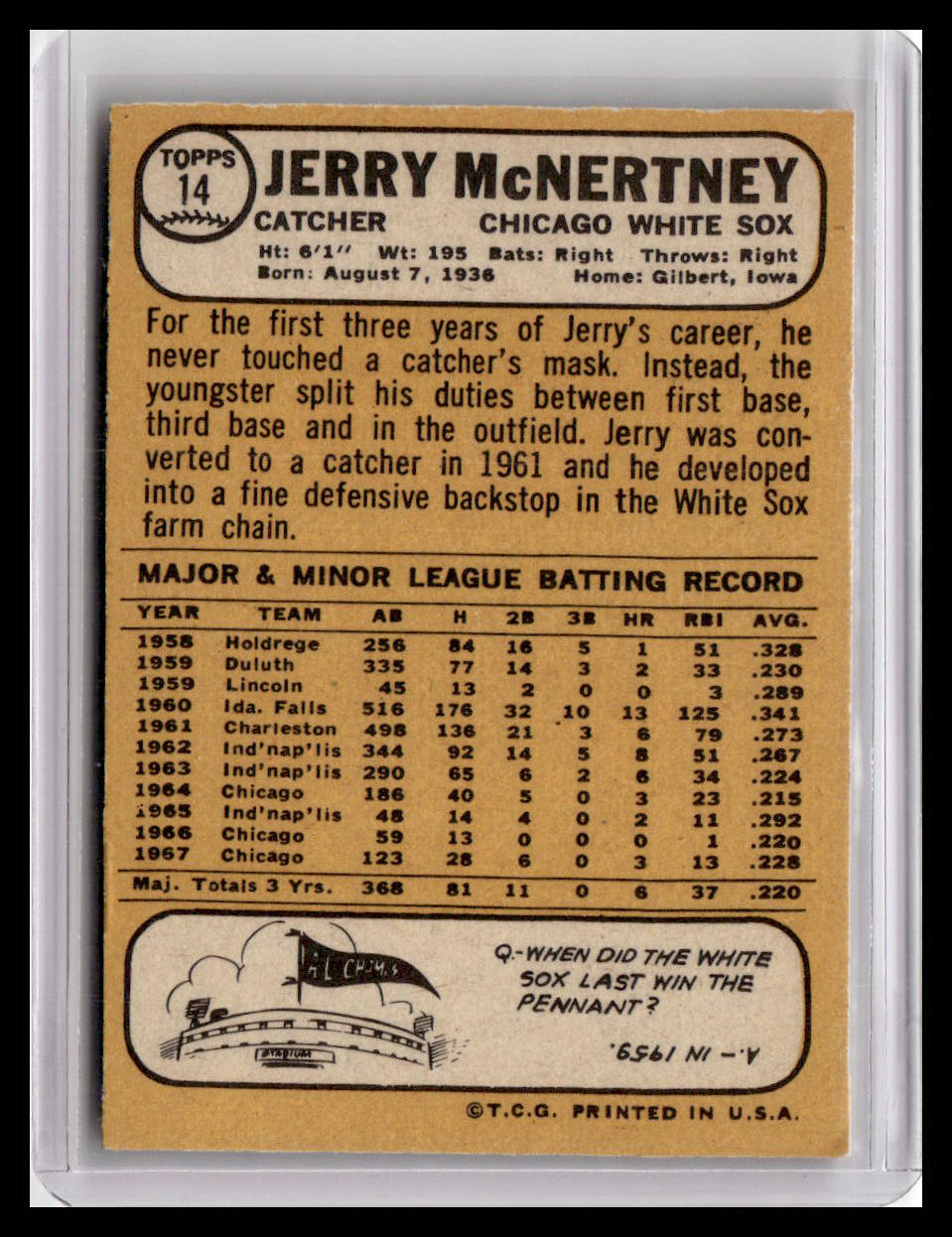 1968 Topps Jerry McNertney #14