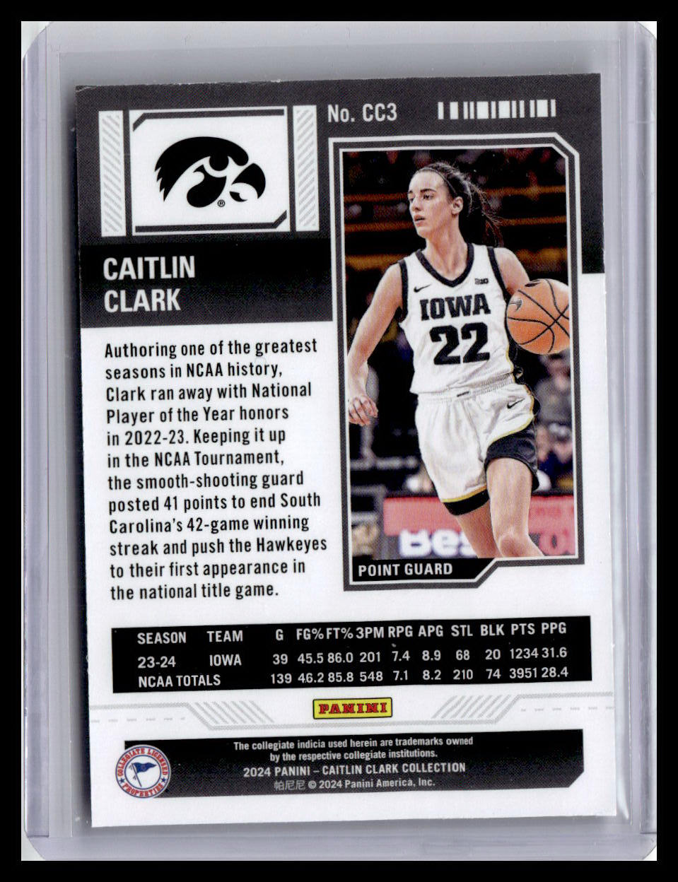 2024 Panini Contenders Caitlin Clark Collection - Caitlin Clark Season Ticket #CC3