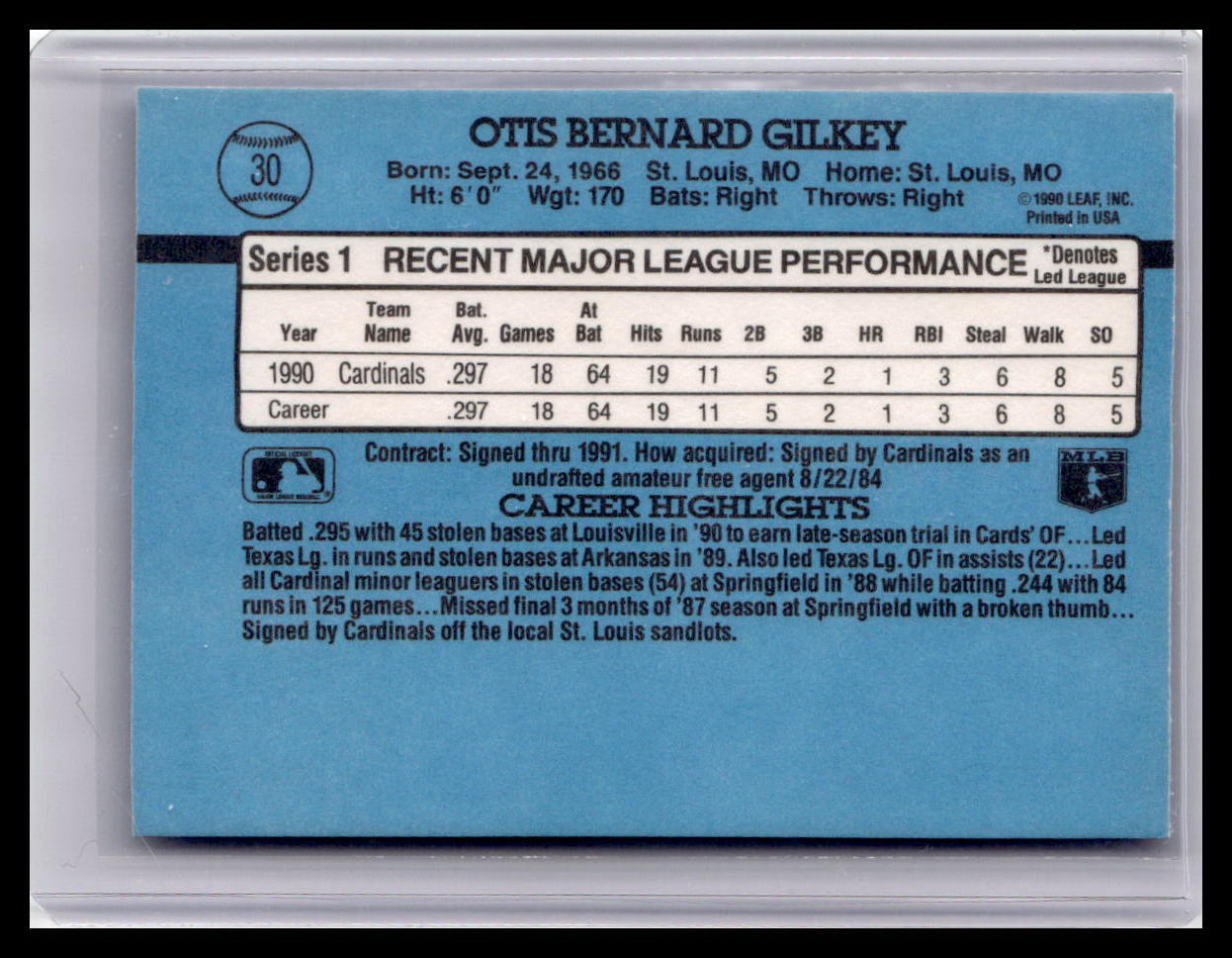 1991 Donruss Bernard Gilkey Rated Rookie #30