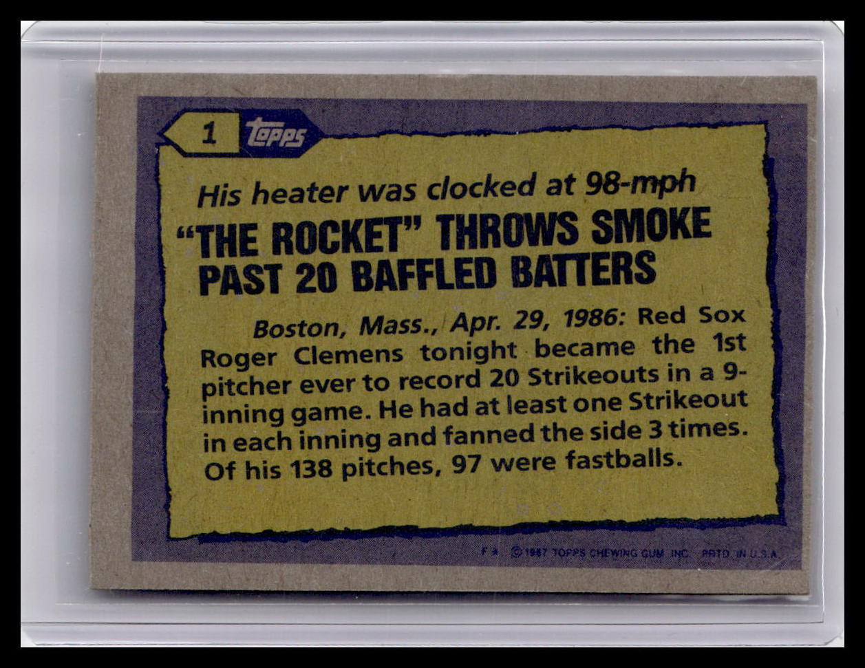 1987 Topps Roger Clemens Record Breaker #2