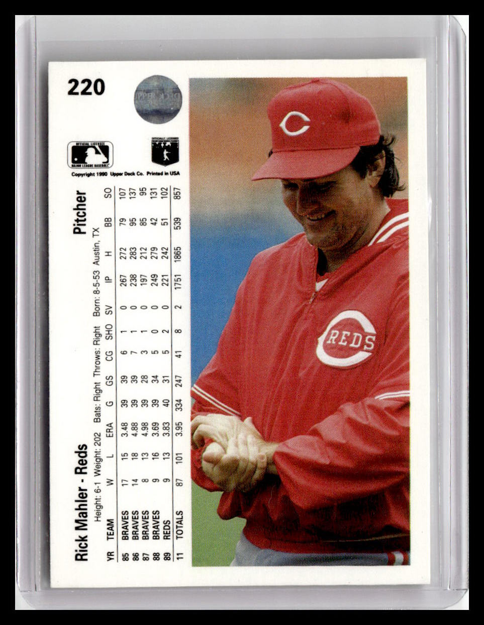 1990 Upper Deck Rick Mahler #220