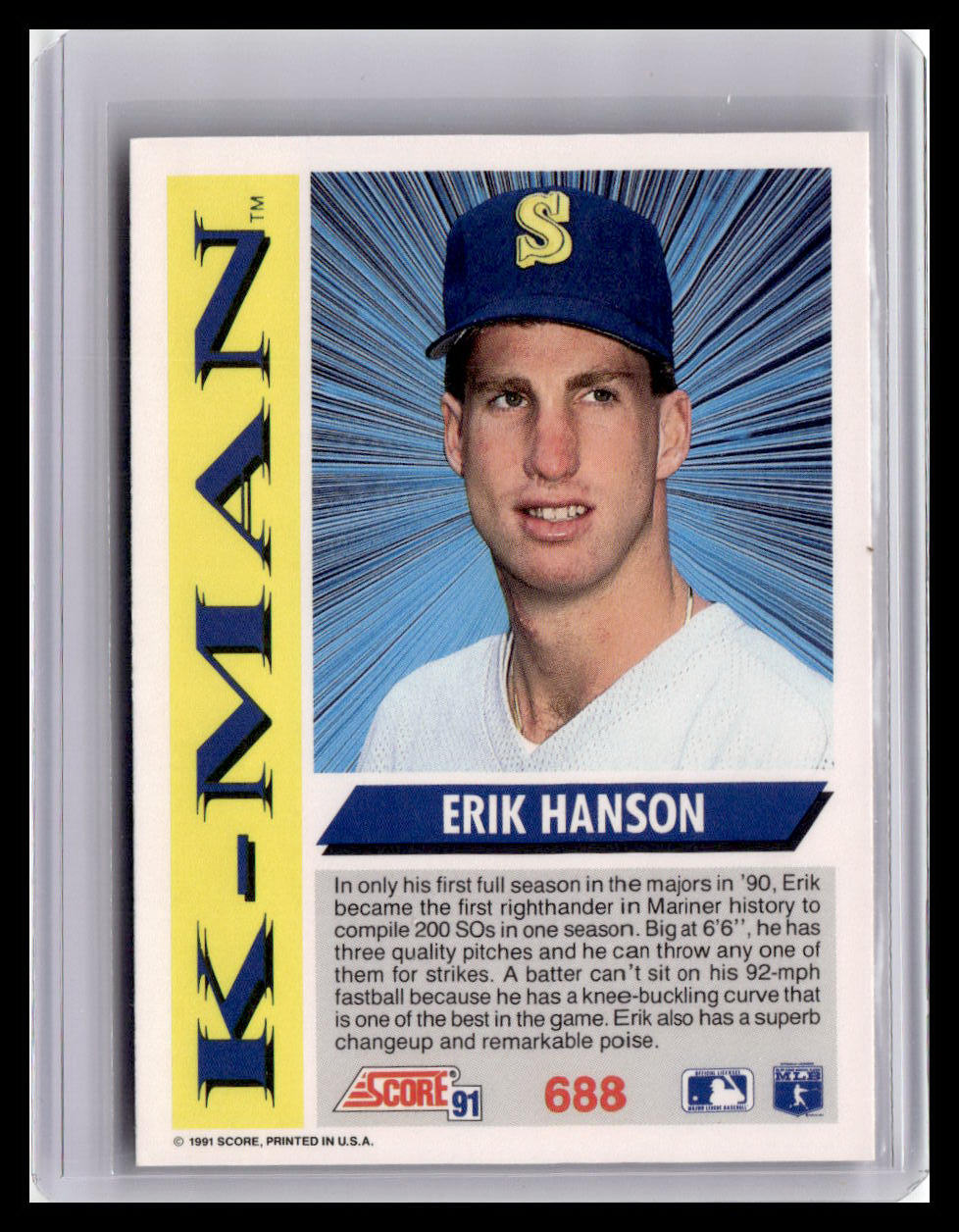 1991 Score Erik Hanson K-Man #688