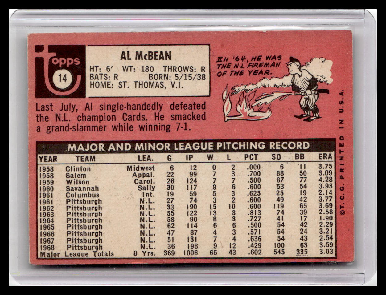 1969 Topps Al McBean #14