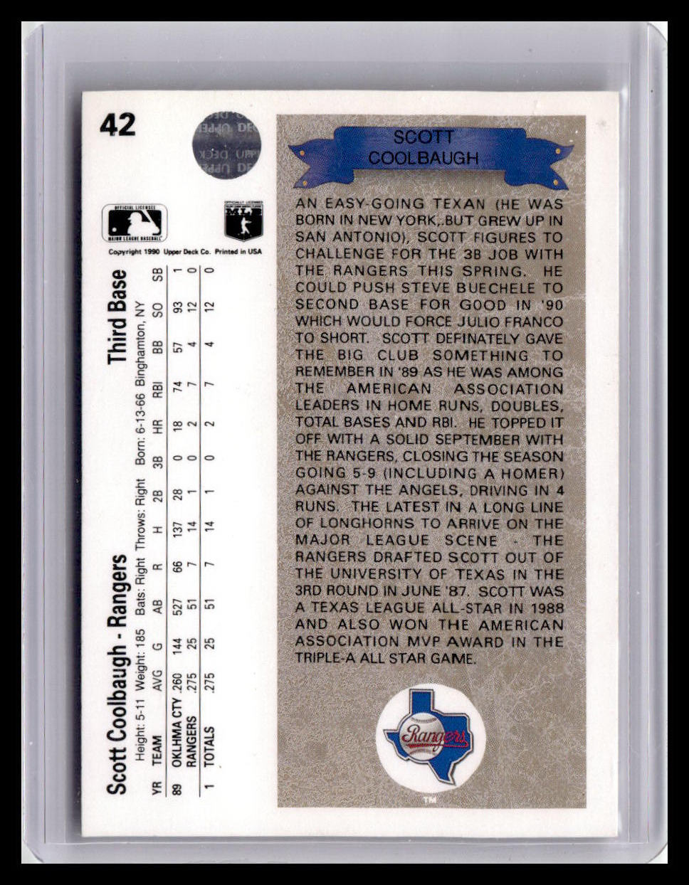 1990 Upper Deck Scott Coolbaugh RC #42