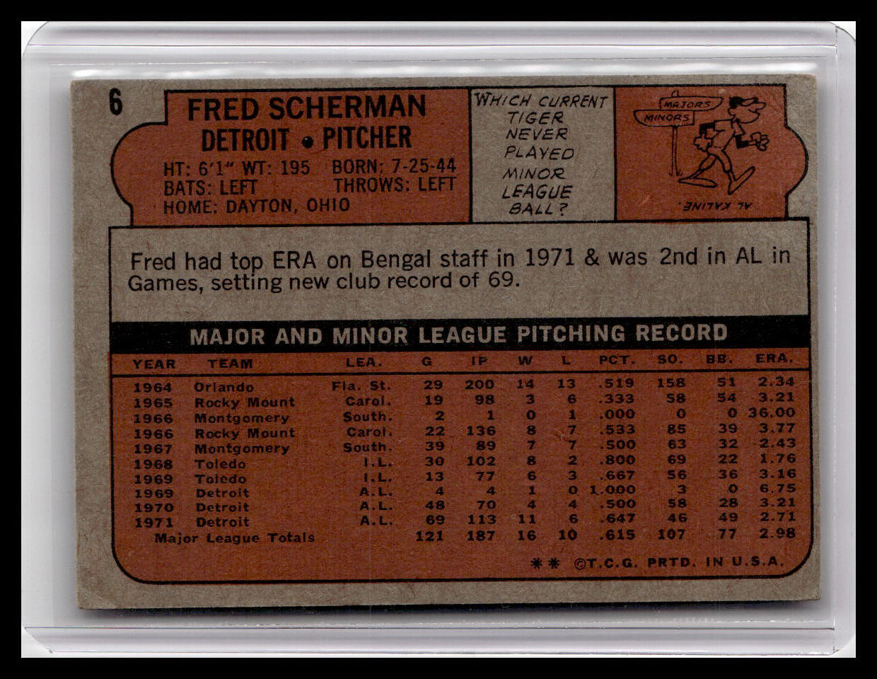 1972 Topps Fred Scherman #6