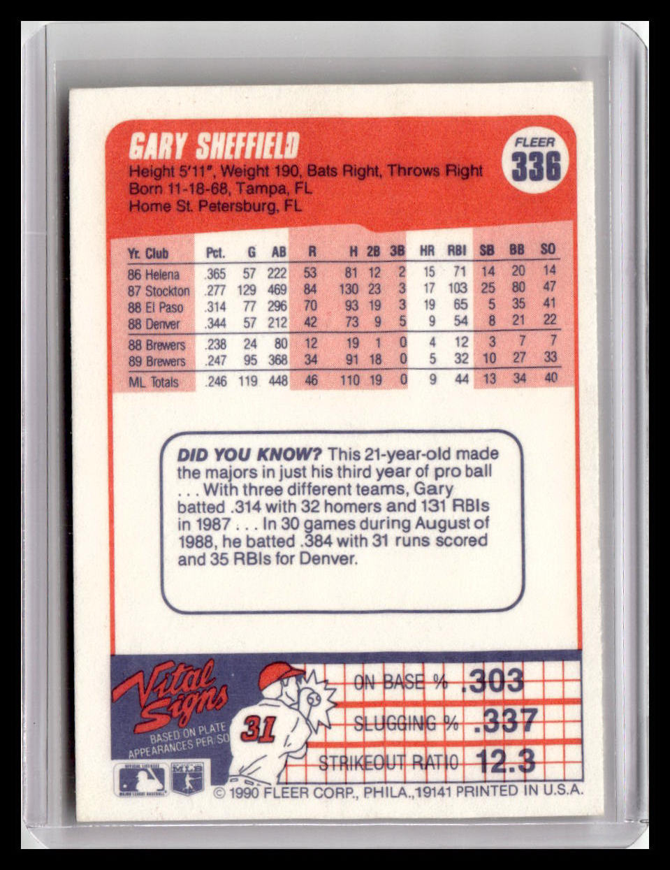 1990 Fleer Gary Sheffield #336