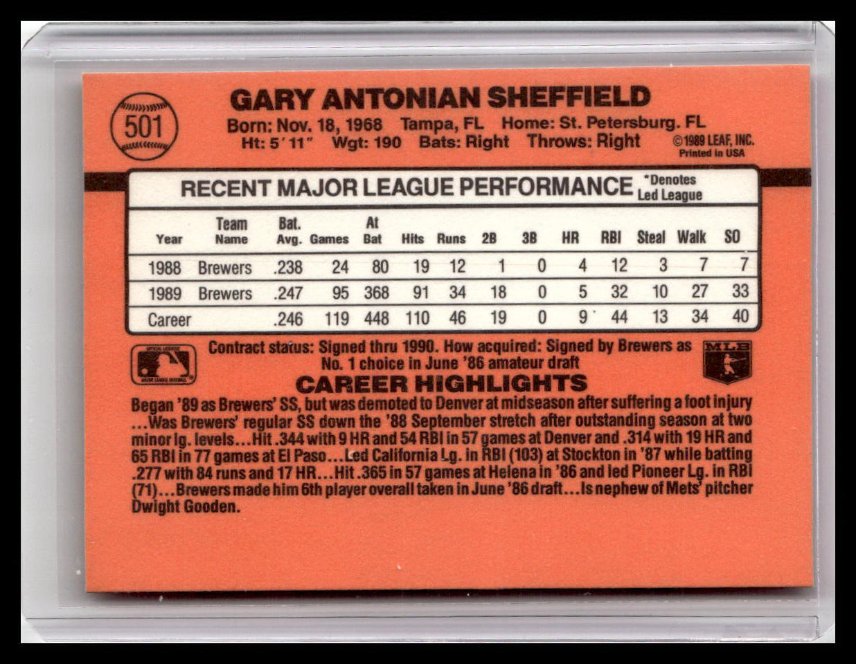 1990 Donruss Gary Sheffield #501