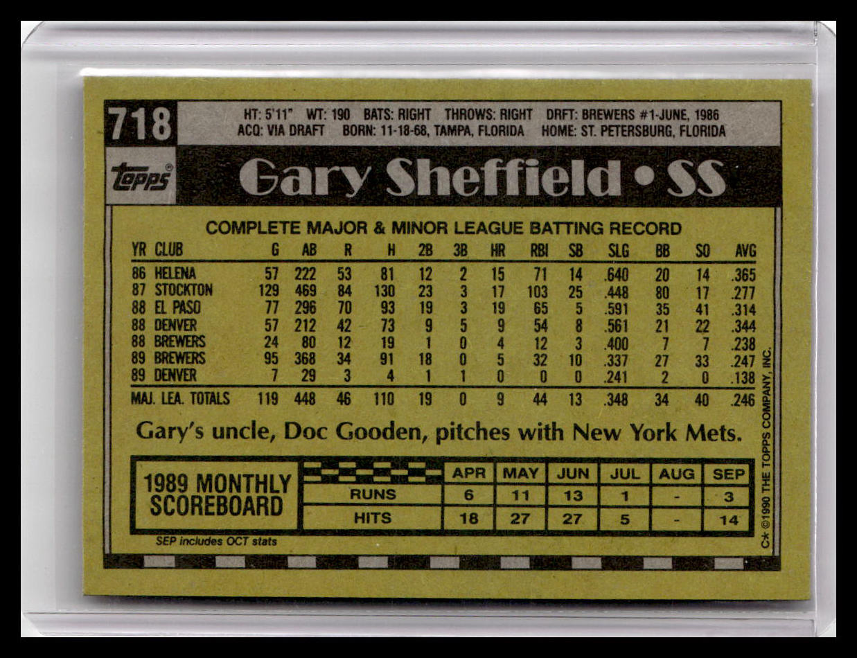 1990 Topps Gary Sheffield #718