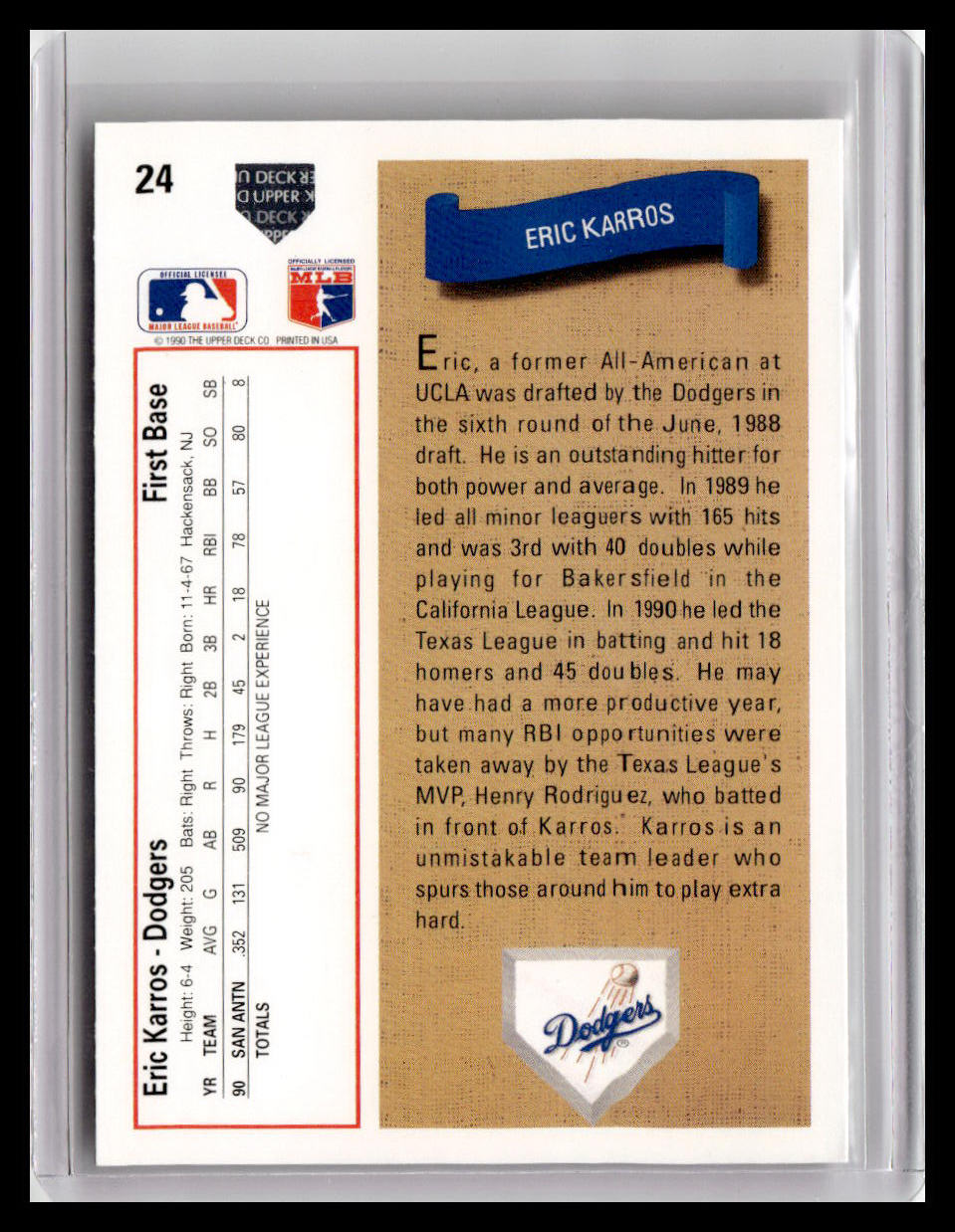 1991 Upper Deck Eric Karros #24