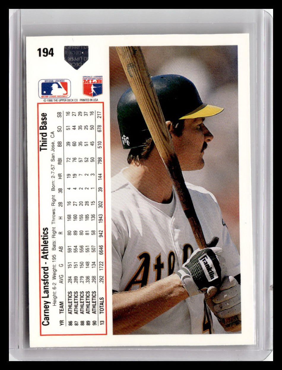 1991 Upper Deck Carney Lansford #194