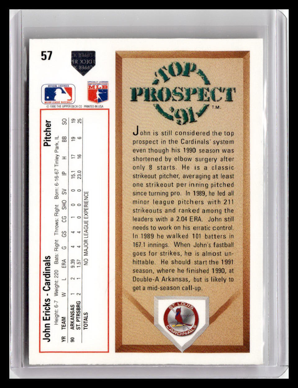 1991 Upper Deck John Ericks Top Prospect #57