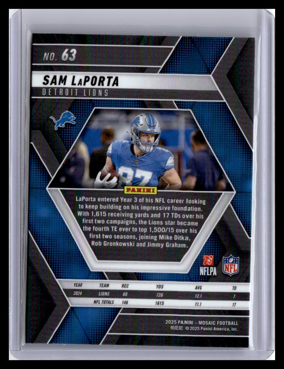 2025 Panini Mosaic Sam LaPorta #63