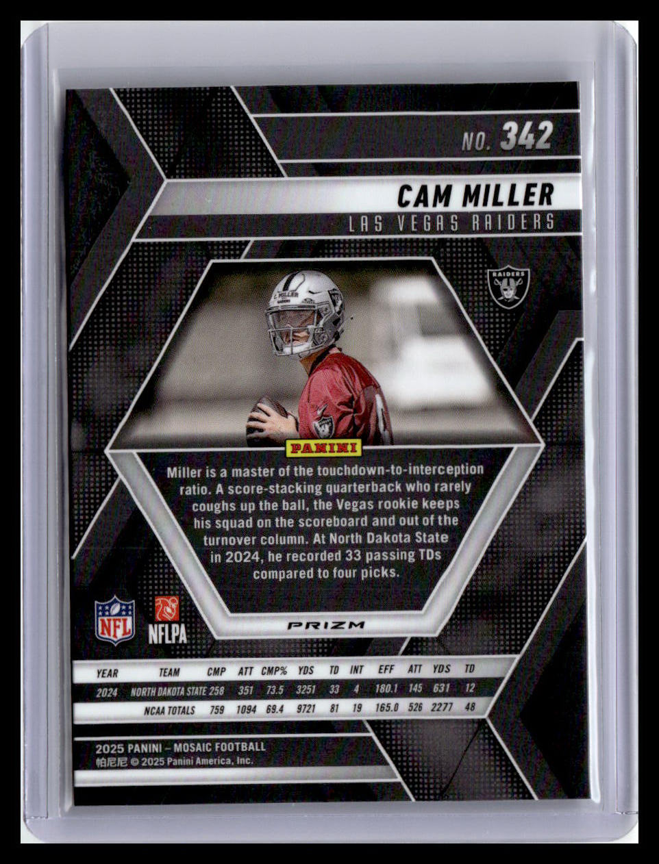 2025 Panini Mosaic Cam Miller (RC) Red & White Mosaic #342