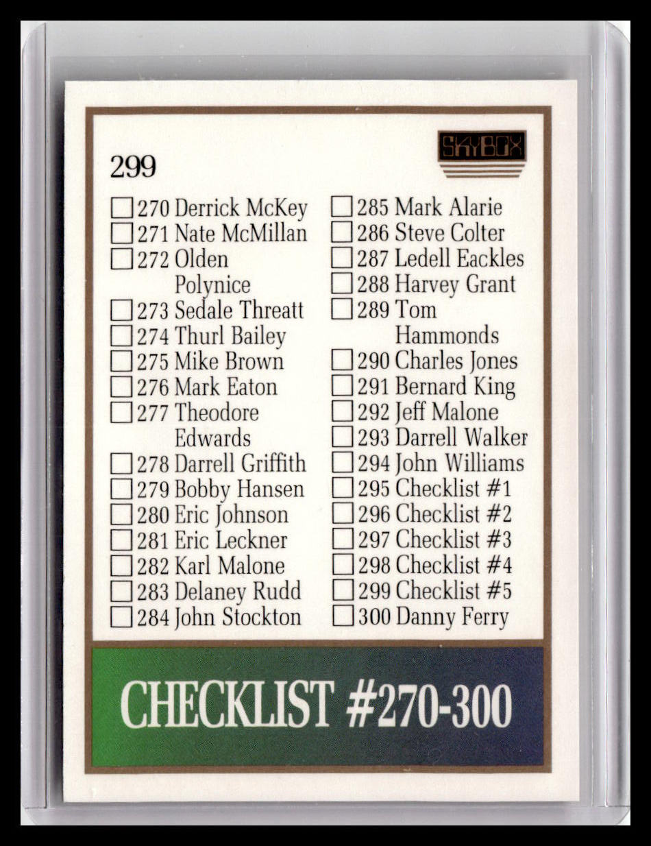 1990-91 SkyBox #299 Checklist: 243-300