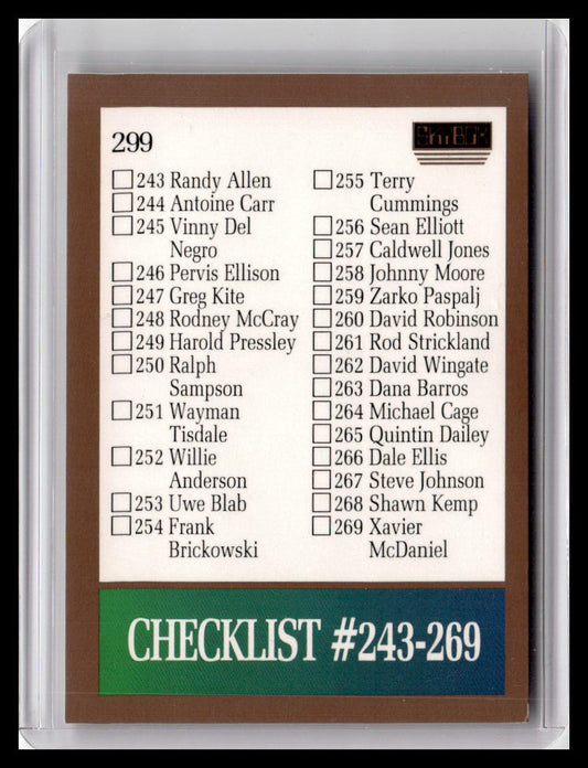 1990-91 SkyBox #299 Checklist: 243-300