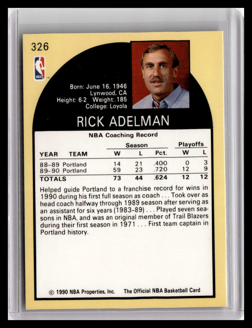 1990-91 Hoops #326 Rick Adelman