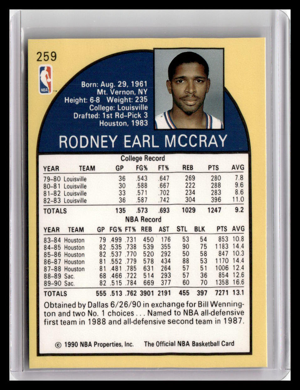 1990-91 Hoops #259 Rodney McCray