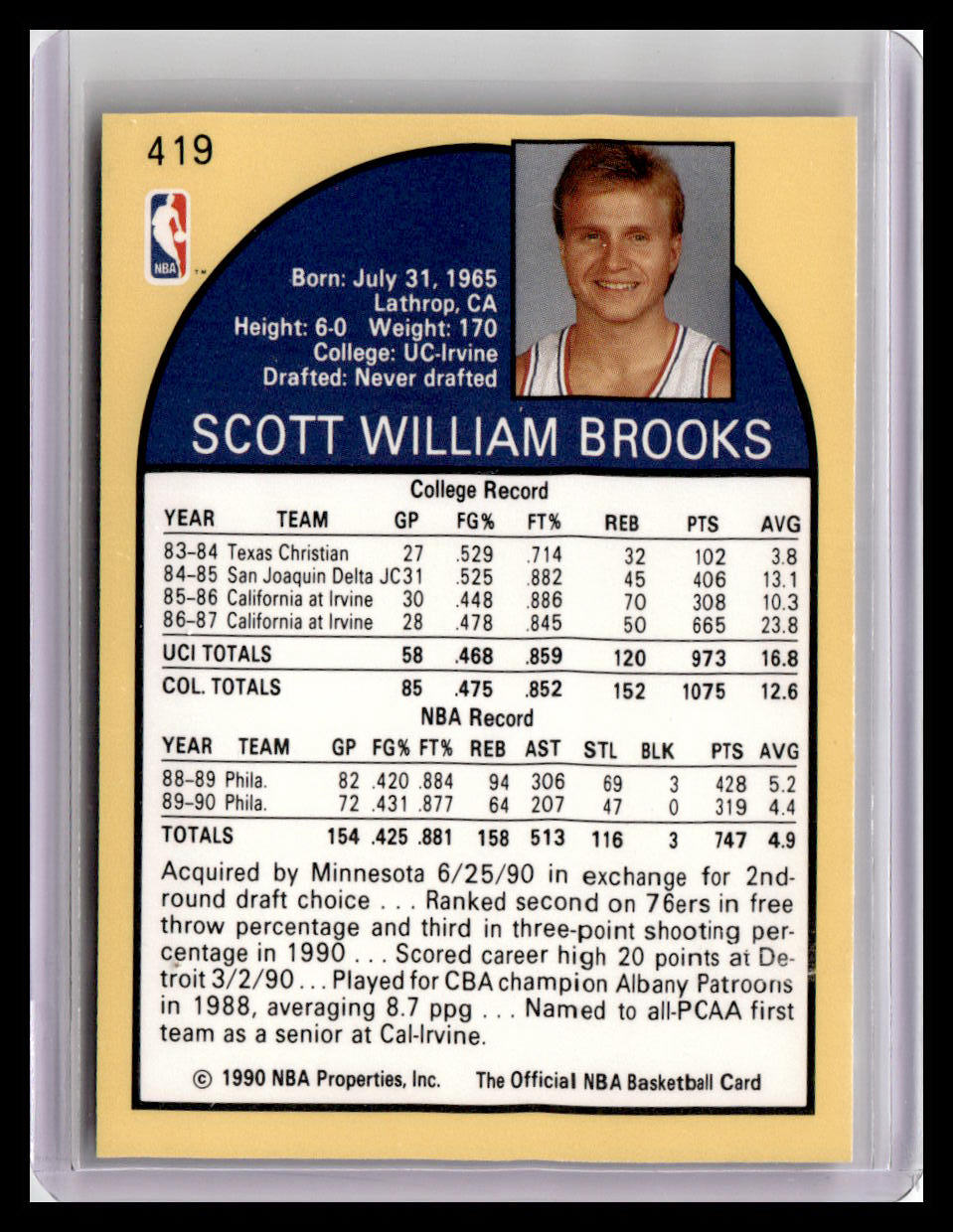1990-91 Hoops #419 Scott Brooks