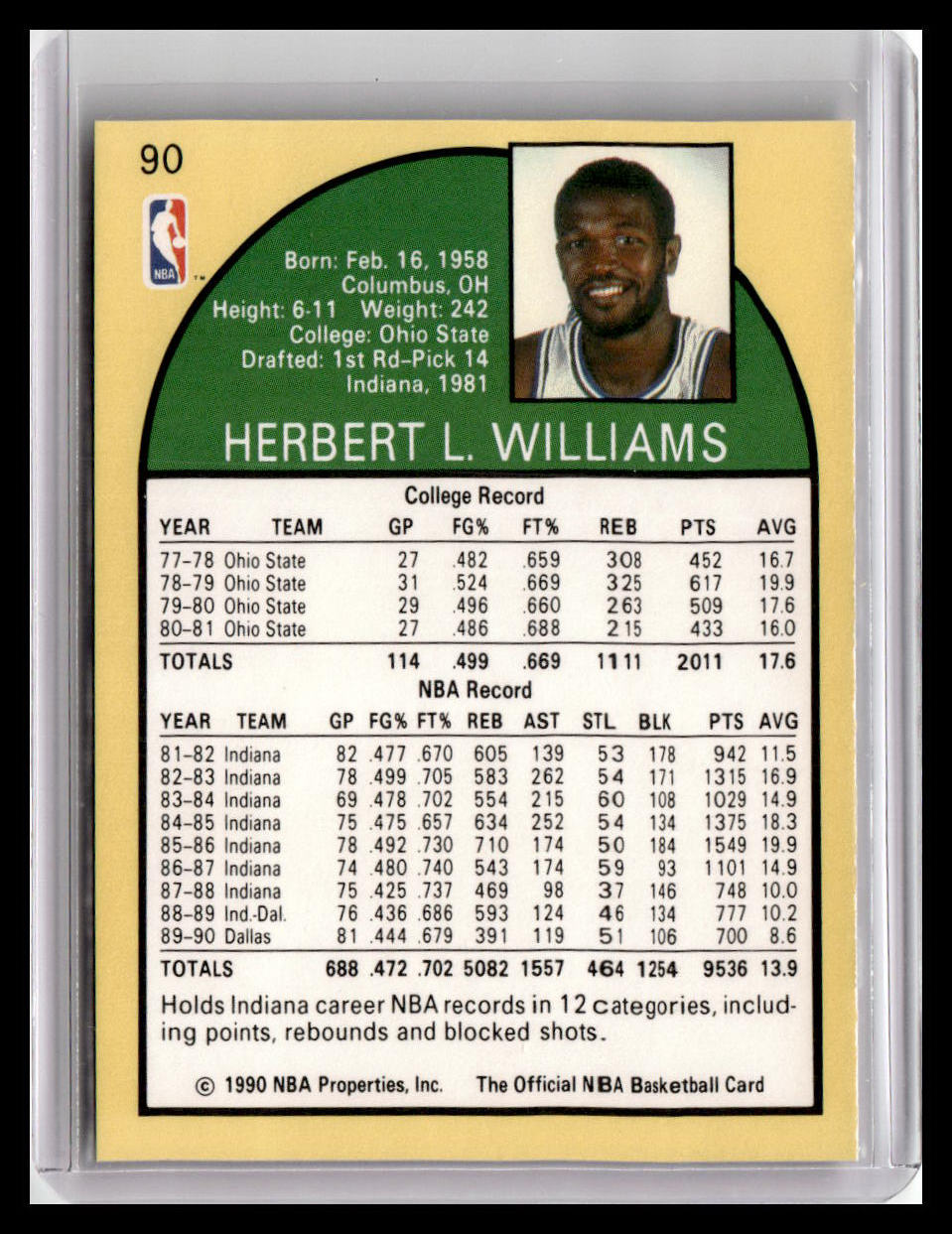 1990-91 Hoops #90 Herb Williams