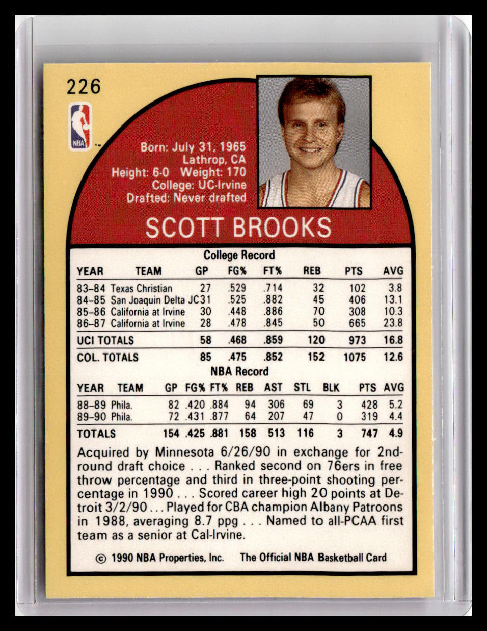 1990-91 Hoops #226 Scott Brooks