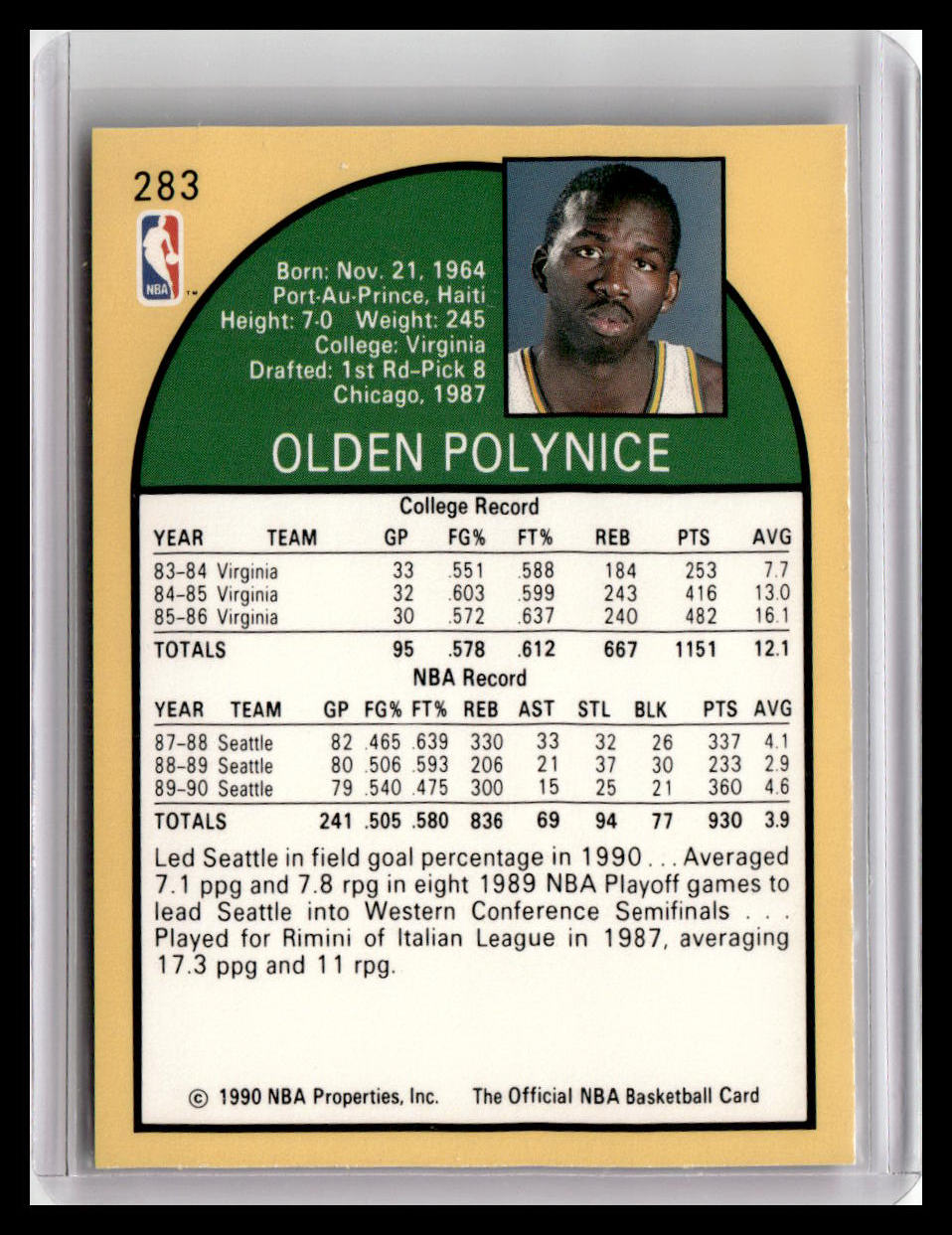 1990-91 Hoops #283 Olden Polynice