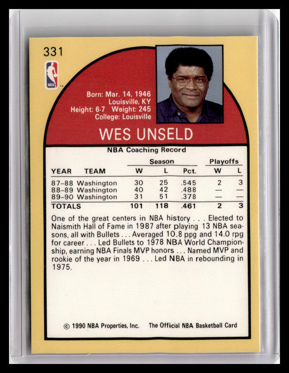 1990-91 Hoops #331 Wes Unseld