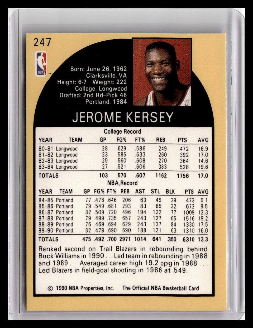 1990-91 Hoops #247 Jerome Kersey