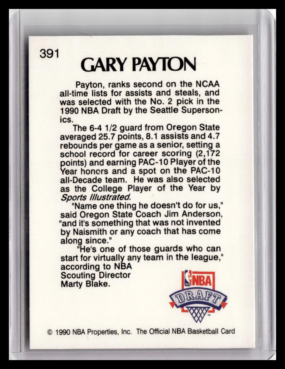 1990 Hoops Team Night Seattle SuperSonics #NNO Gary Payton