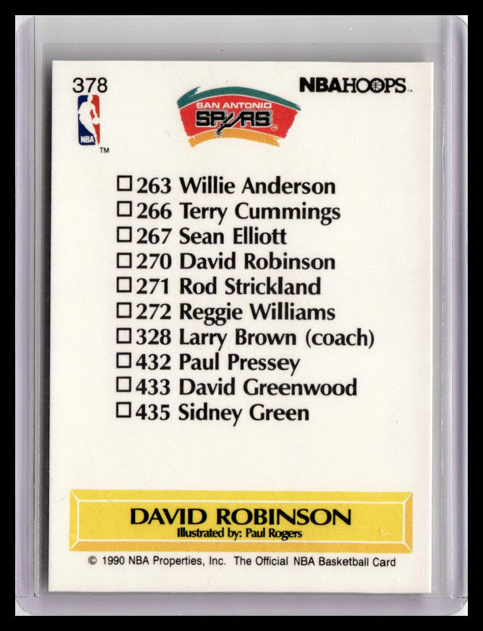 1990-91 Hoops #378a David Robinson Basketball fully visible on front