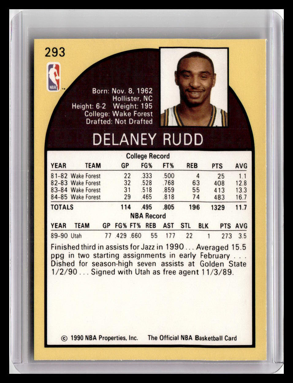 1990-91 Hoops #293 Delaney Rudd