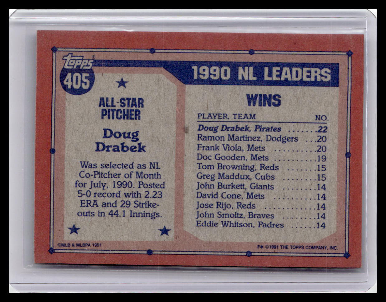 1991 Topps #405 Doug Drabek