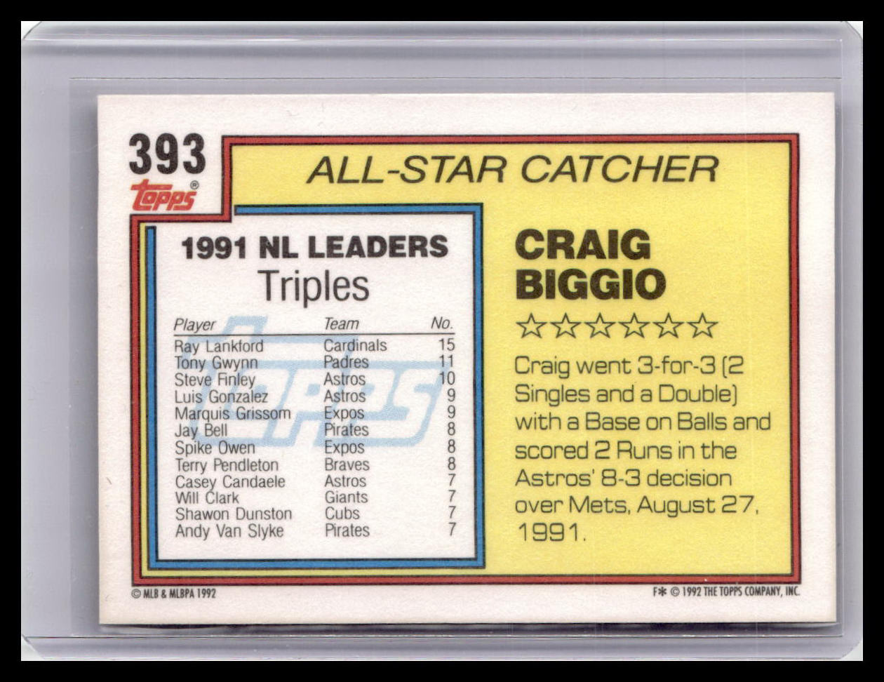 1992 Topps #393 Craig Biggio