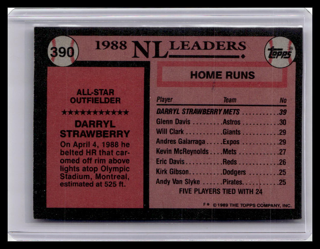 1989 Topps #390 Darryl Strawberry