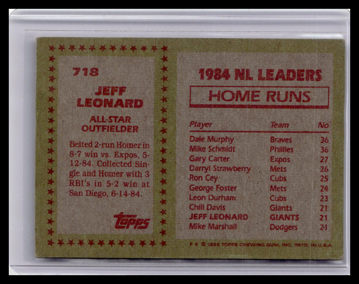 1985 Topps #718 Jeff Leonard