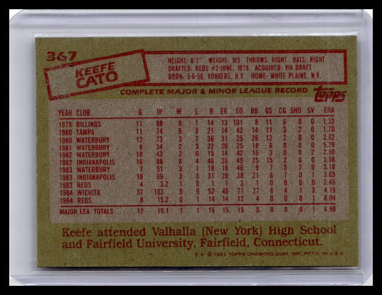 1985 Topps #367 Keefe Cato
