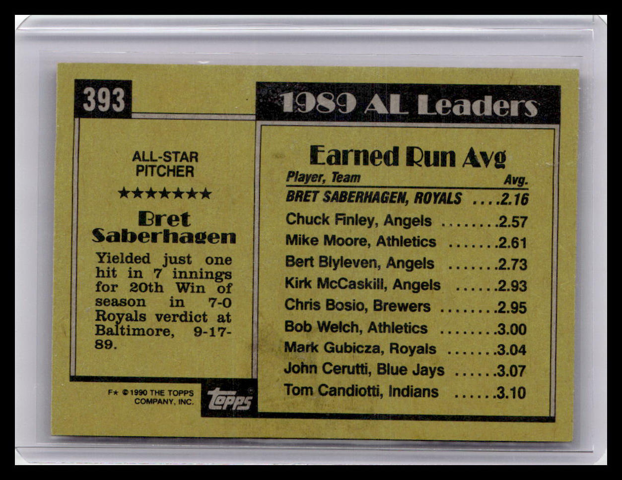 1990 Topps #393 Bret Saberhagen