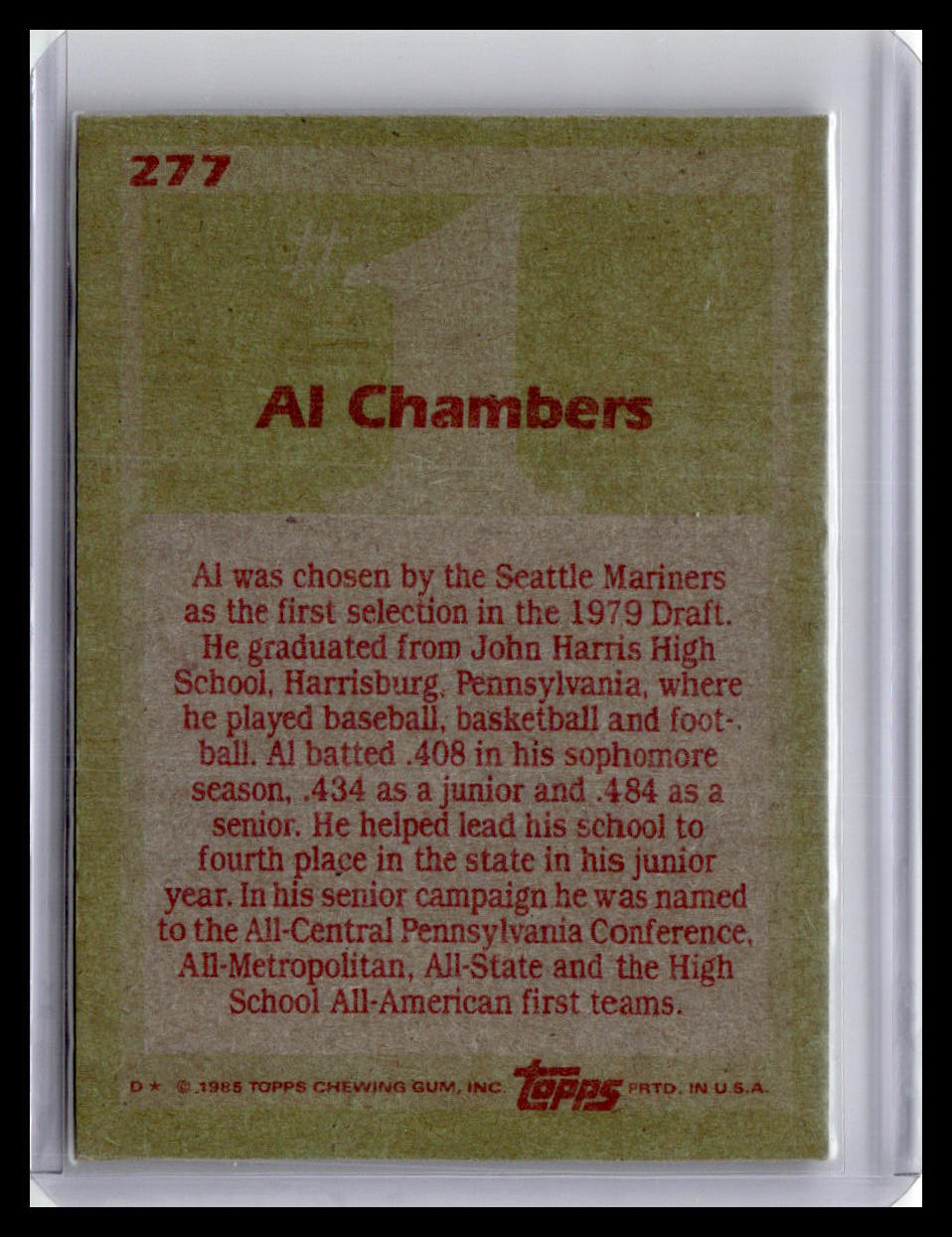 1985 Topps #277 Al Chambers