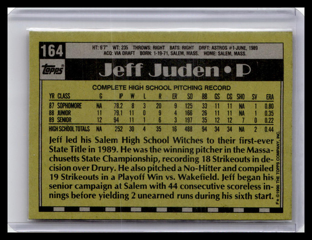 1990 Topps #164 Jeff Juden