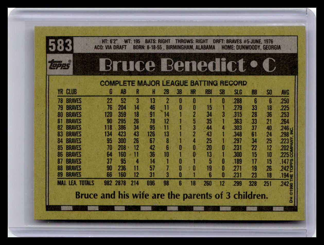 1990 Topps #583 Bruce Benedict