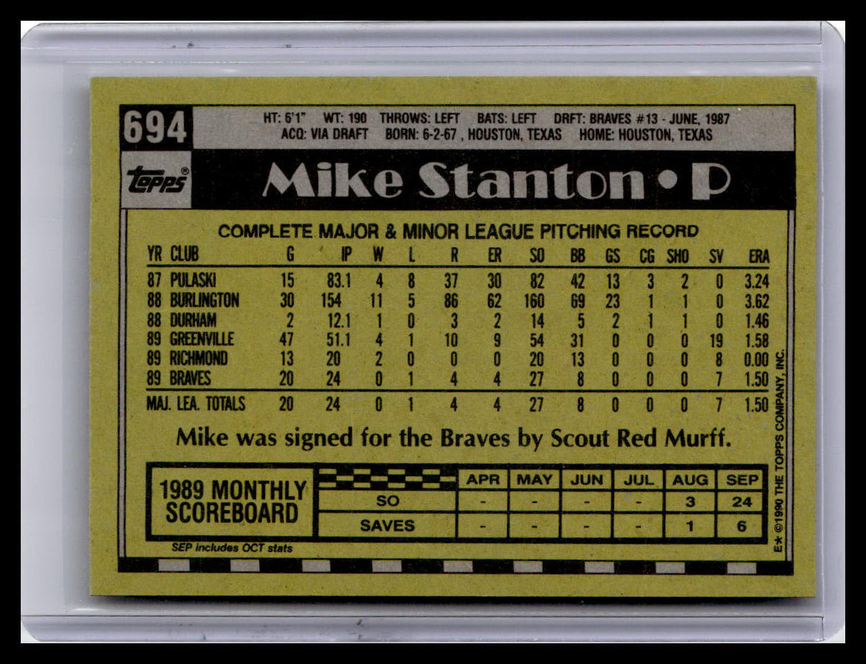 1990 Topps #694 Mike Stanton