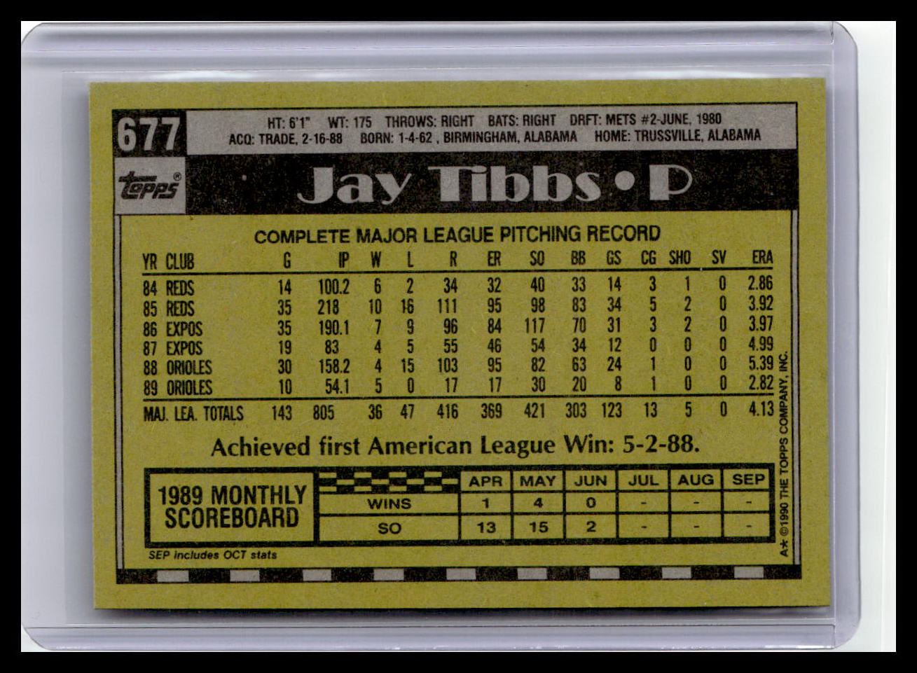 1990 Topps #677 Jay Tibbs