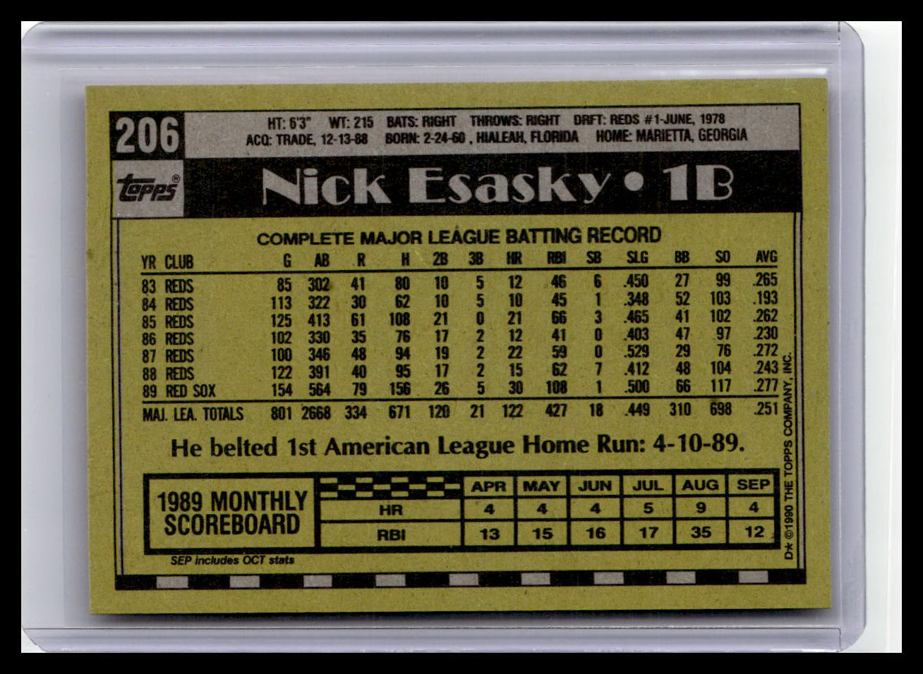 1990 O-Pee-Chee #206 Nick Esasky