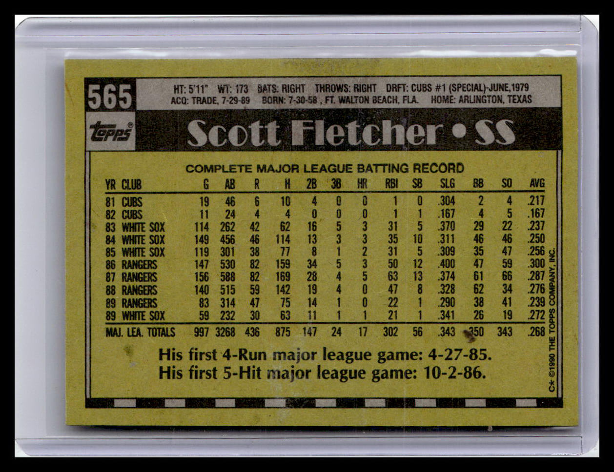 1990 Topps #565 Scott Fletcher
