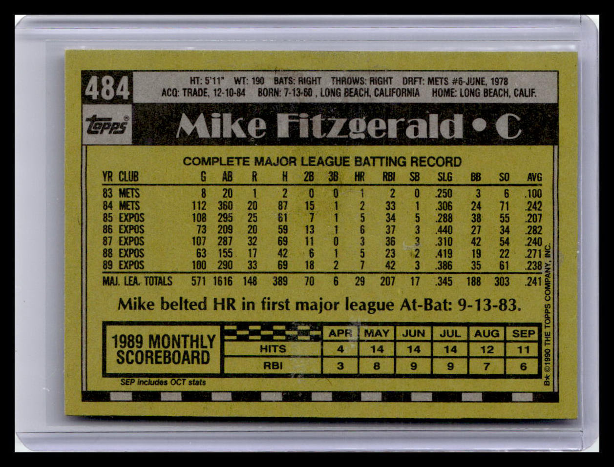 1990 Topps #484 Mike Fitzgerald